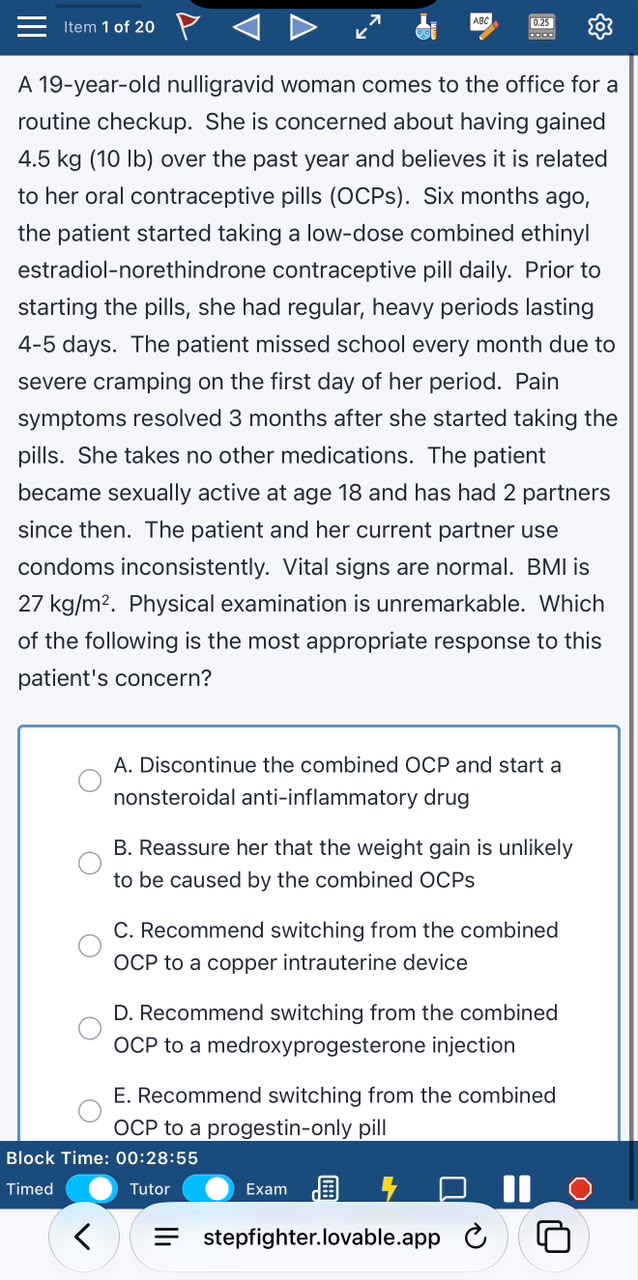StepFighter exam mode question on iPhone